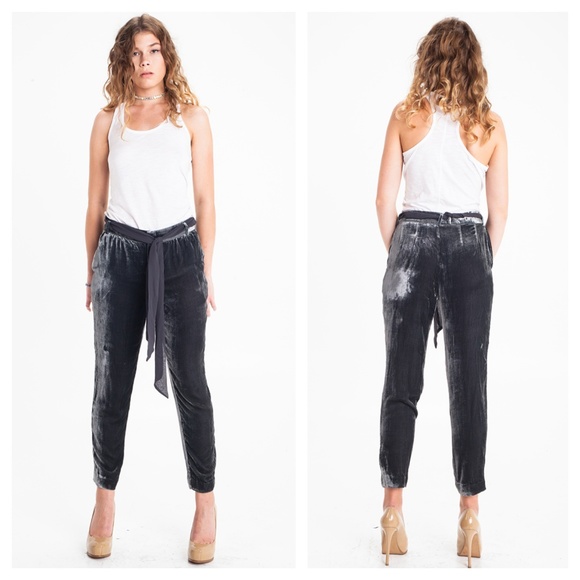 🖤Anthropologie Elevenses Ribboned Velvet Trousers - Picture 2 of 3